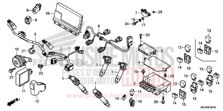 FAISCEAU SECONDAIRE von VFR1200X "Crosstourer" DCT PEARL GLARE WHITE (NHB53) von 2017